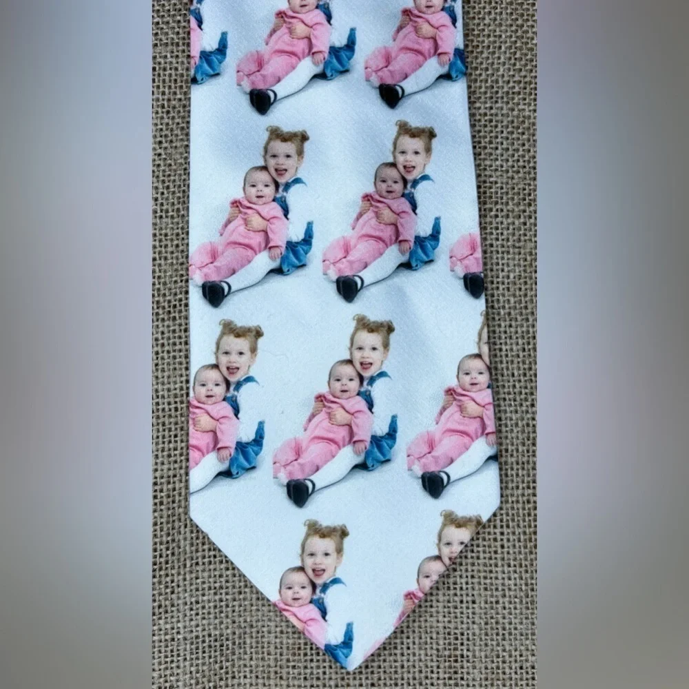 Vintage Children Motif Photo Necktie Tie Pop Art Tacky Funny Hipster Weird Twee